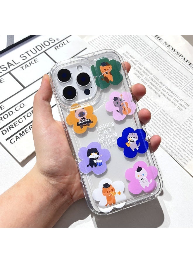 NIBEMINENT Cute Music Cat Protective TPU Case Cover For iPhone 16 Pro Max Clear - Image 1