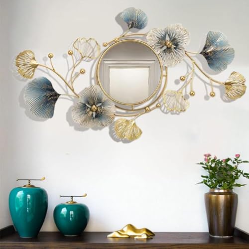 FUNTEREST Metal Decorative HD Clear Image Wall Mount Round Wall Mirror Wall Mount for Hanging on Wall for Bedroom, Home Decor, wash Basin, Vanity Bathroom (Mo -1) - Image 2