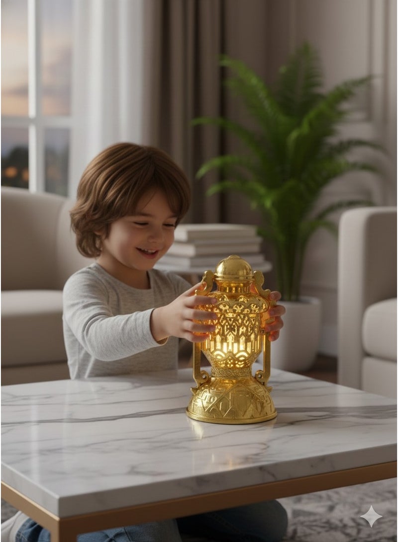 Ramadan lantern, 23 cm, gold plastic, with Ramadan songs and beautiful lights. - Image 1