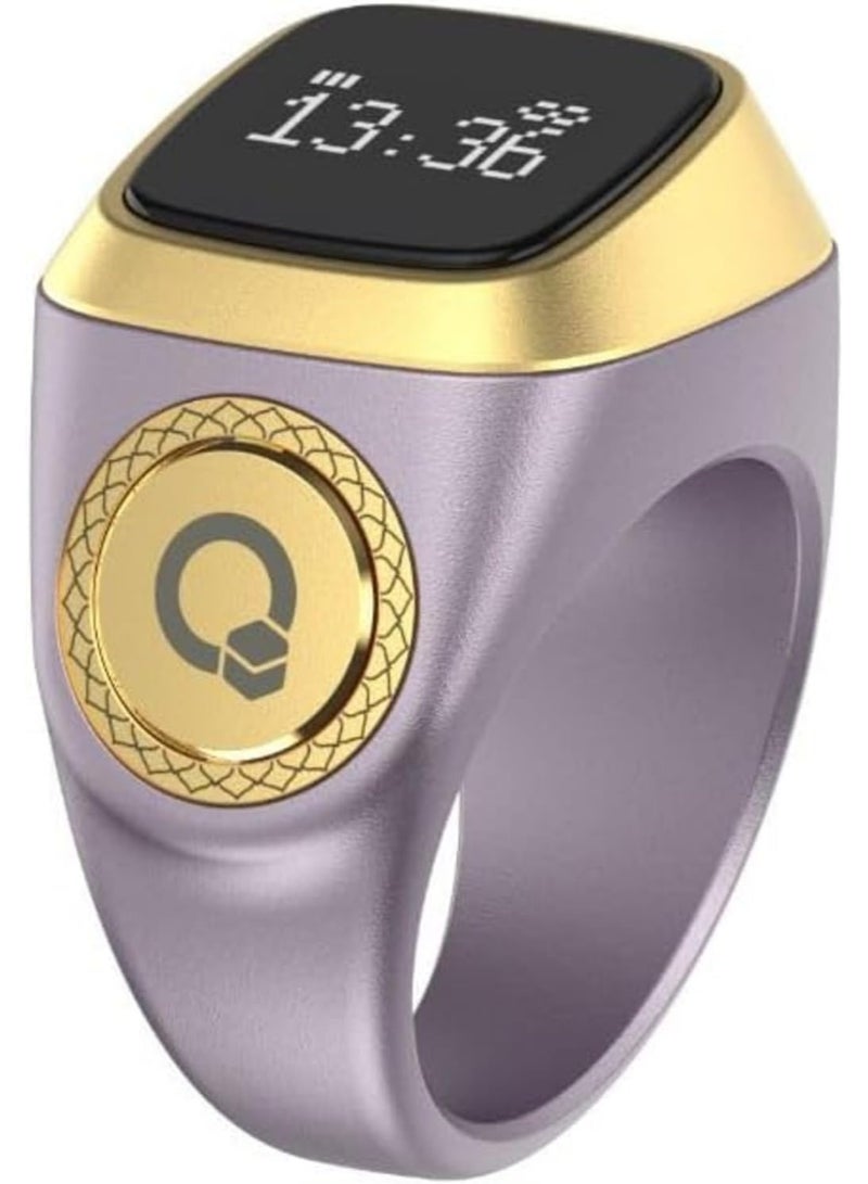 Smart Tasbih Zikr Ring E01, Muslim Prayer Timing Reminder, Oled Display, Counter, Ring, Wearable Technology, 5 Time App Notification (Violet, 18Mm) - Image 1