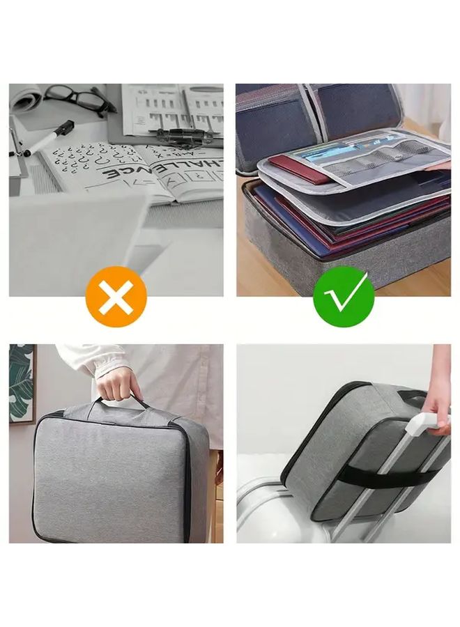 Grey 3 Layer Waterproof File Storage Box With Heavy Duty Zipper Closure Portable Briefcase for Documents Laptop Office Travel - Image 4