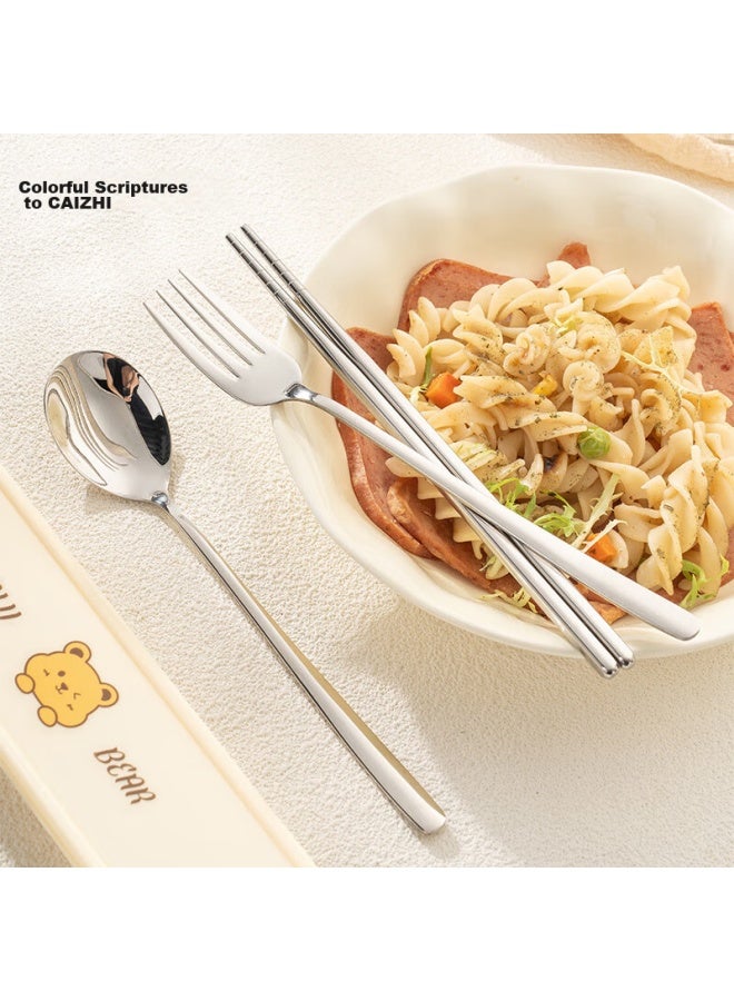 CAIZHI Caizhi (caizhi) 304 Stainless Steel Spoon, Chopsticks, Fork, Portable Cutlery Set For Single Person, Student Travel Four-piece Set Cz6967 - Image 3