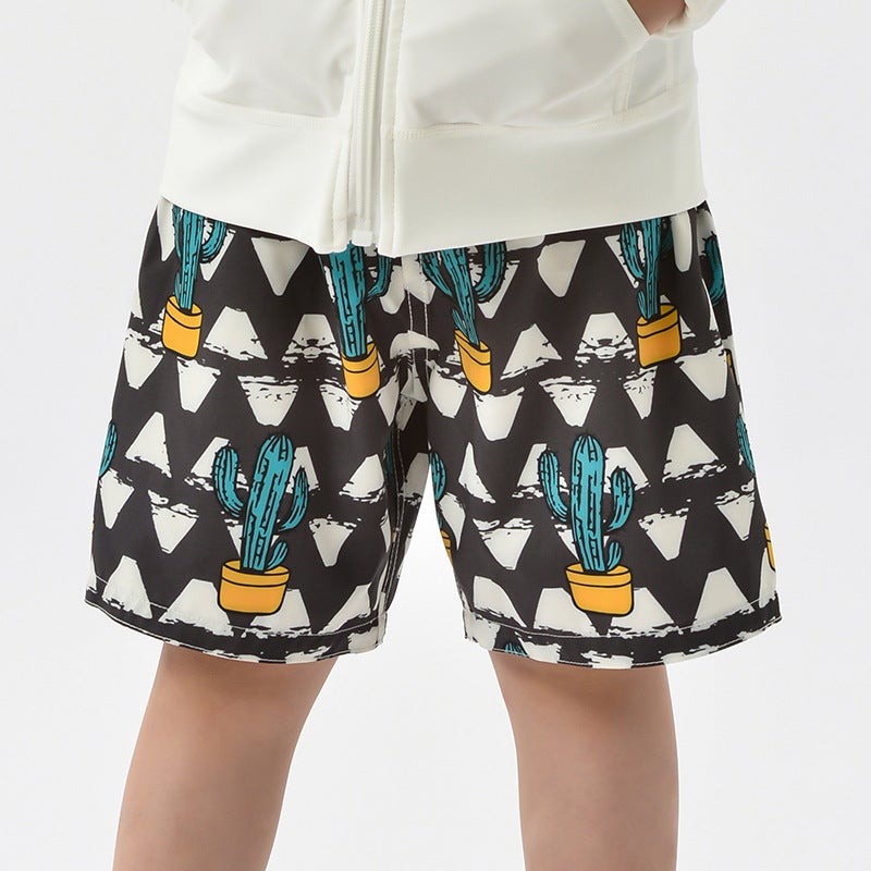 Children''s Beach Pants Cartoon Pattern Five-point Loose Casual Shorts Men''s and Women''s Big Kids Holiday Travel Boxer Swim Trunks - Image 3