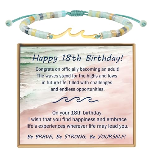 Sereney 18th Birthday Gifts for Girls as Handmade Wave Bracelet 18th Birthday Decorations for Girls, 18 Year Old Girl Birthday Gifts Ideas as Gifts for 18 Year Old Girl Daughter Granddaughter Niece - Image 1