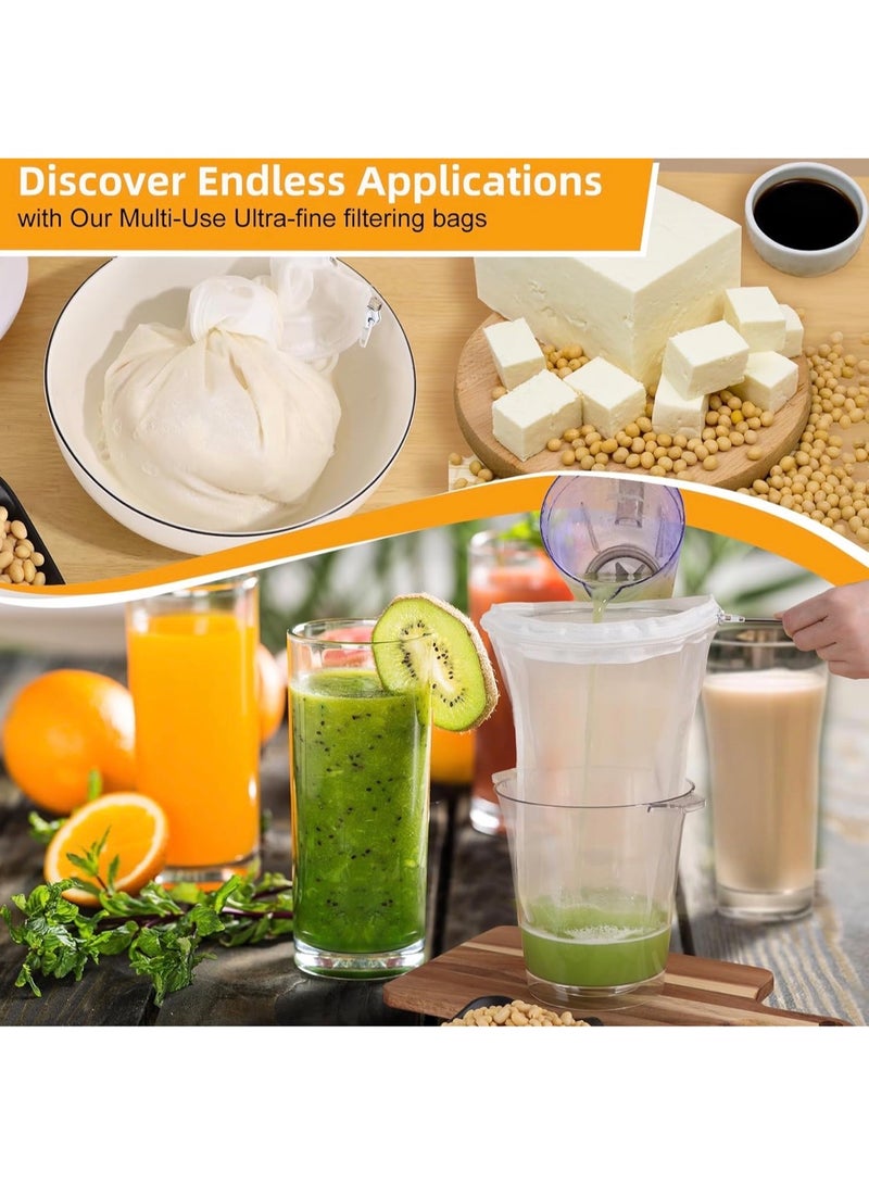 CleanWave - The Pure Effect 3-Pack Reusable Nylon Mesh Filter Bags – Heavy-Duty Ultra-Fine Strainers with Drawstring for Coffee, Tea, Nut Milk, cheese, Juice & More – Durable, Easy to Clean & Eco-Friendly - Image 4