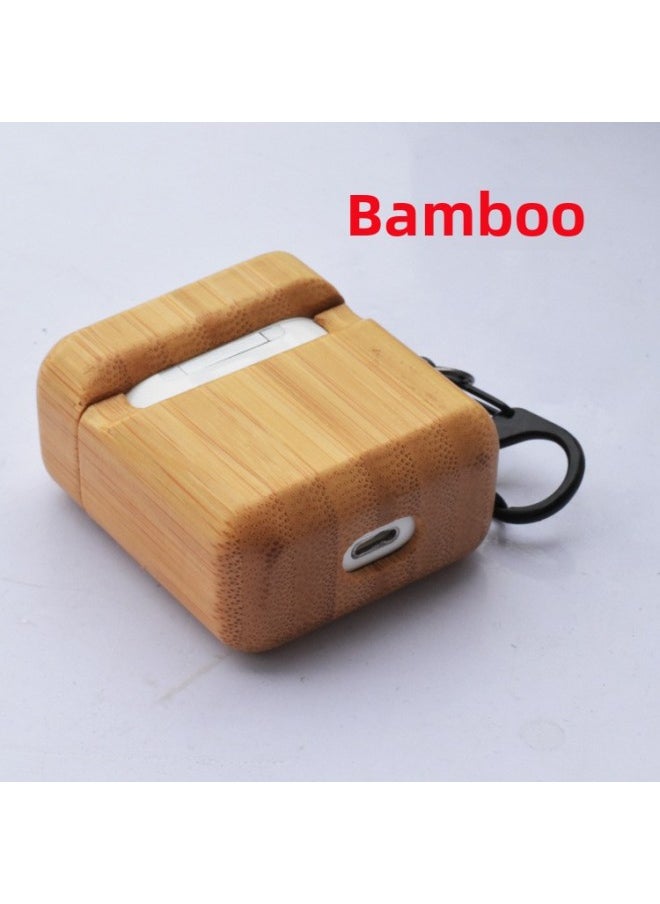 Generic - Suitable For AirPods 1/2 Generation Bluetooth Bamboo Headphone Case For ApplePro3 Generation Wooden Protective Case Bamboo Fungus Machine Box-Color:Rosewood (OPP Packaging With Hook)-Model:airpods 1/2 Generation - Image 1
