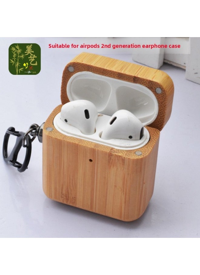 Generic - Suitable For AirPods 1/2 Generation Bluetooth Bamboo Headphone Case For ApplePro3 Generation Wooden Protective Case Bamboo Fungus Machine Box-Color:Rosewood (OPP Packaging With Hook)-Model:airpods 1/2 Generation - Image 1