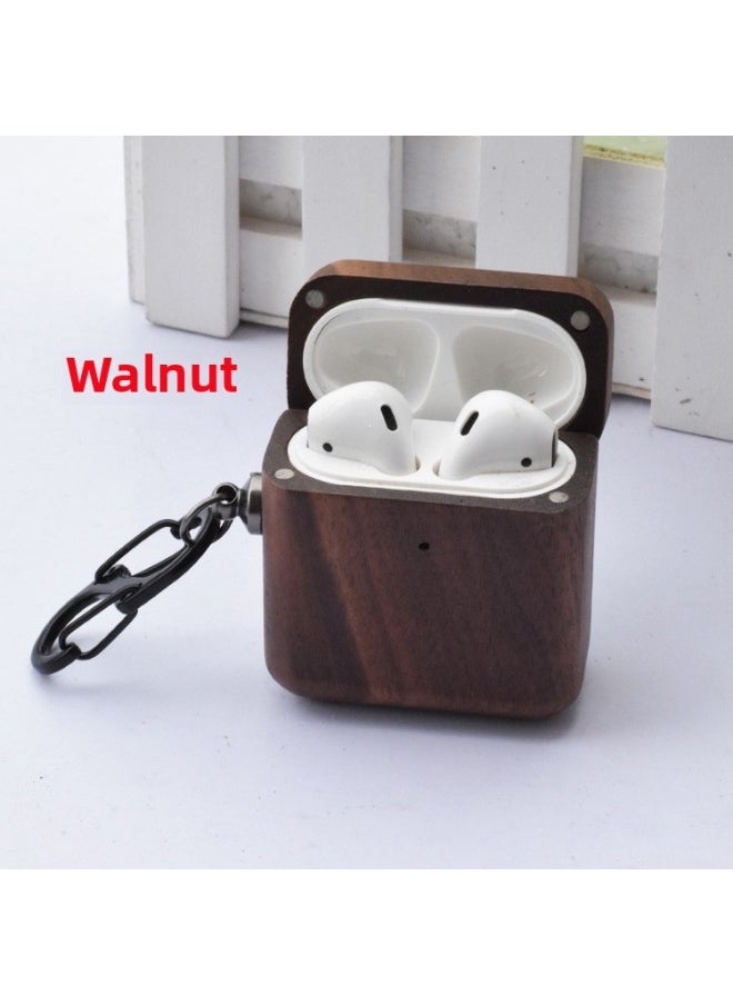 Generic - Suitable For AirPods 1/2 Generation Bluetooth Bamboo Headphone Case For ApplePro3 Generation Wooden Protective Case Bamboo Fungus Machine Box-Color:Rosewood (OPP Packaging With Hook)-Model:airpods 1/2 Generation - Image 1