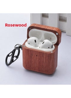 Suitable For AirPods 1/2 Generation Bluetooth Bamboo Headphone Case For ApplePro3 Generation Wooden Protective Case Bamboo Fungus Machine Box-Color:Rosewood (OPP Packaging With Hook)-Model:airpods 1/2 Generation