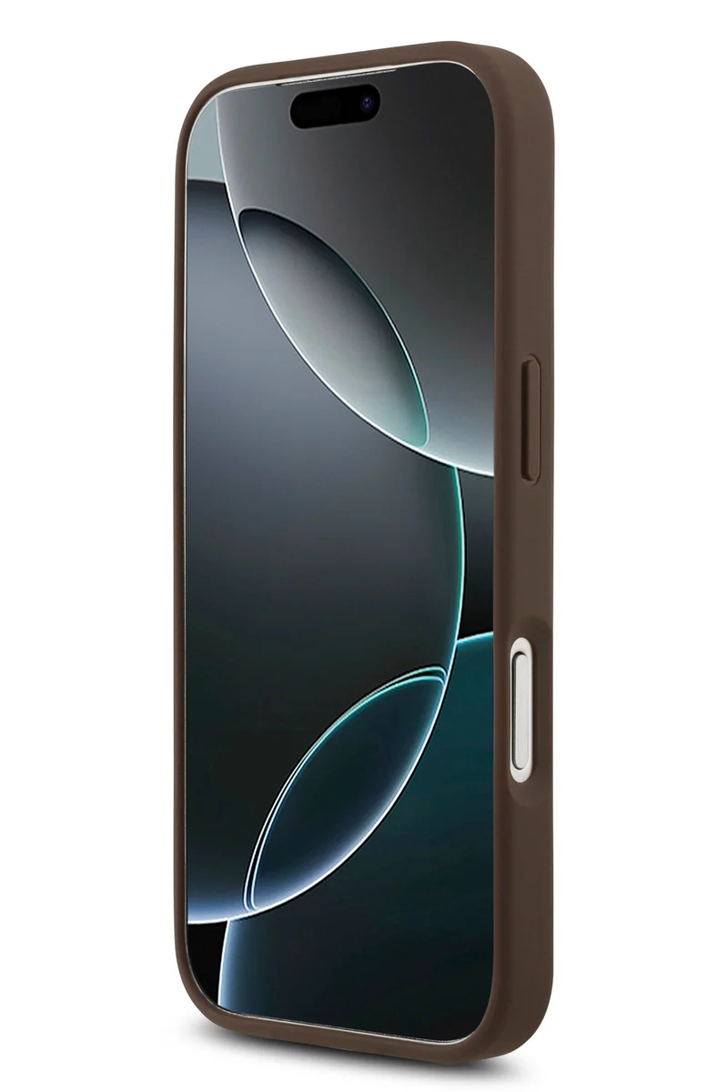 جس جراب iPhone 17 Pro مصنوع من جلد البولي يوريثان مع شبكة 4G كبيرة وشعار كلاسيكي / تصميم نحيف للغاية / خفيف الوزن / سهل التركيب - بني