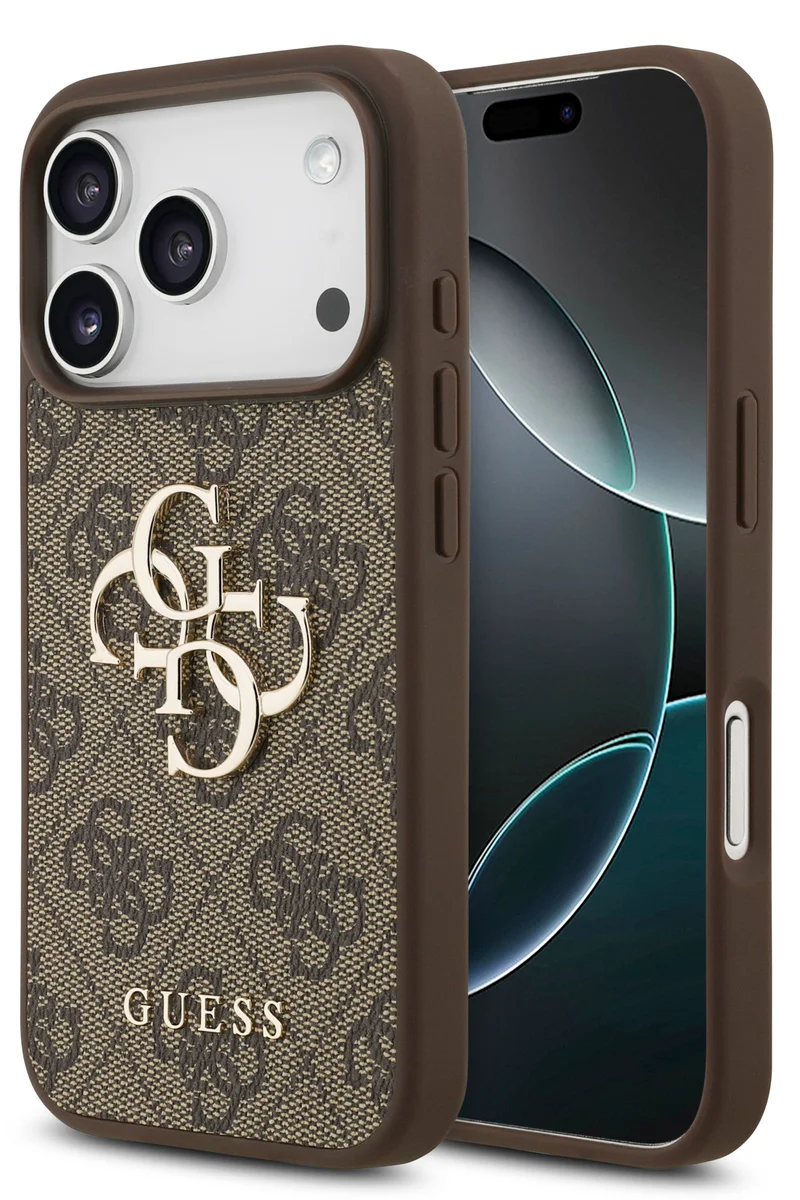 جس جراب iPhone 17 Pro مصنوع من جلد البولي يوريثان مع شبكة 4G كبيرة وشعار كلاسيكي / تصميم نحيف للغاية / خفيف الوزن / سهل التركيب - بني