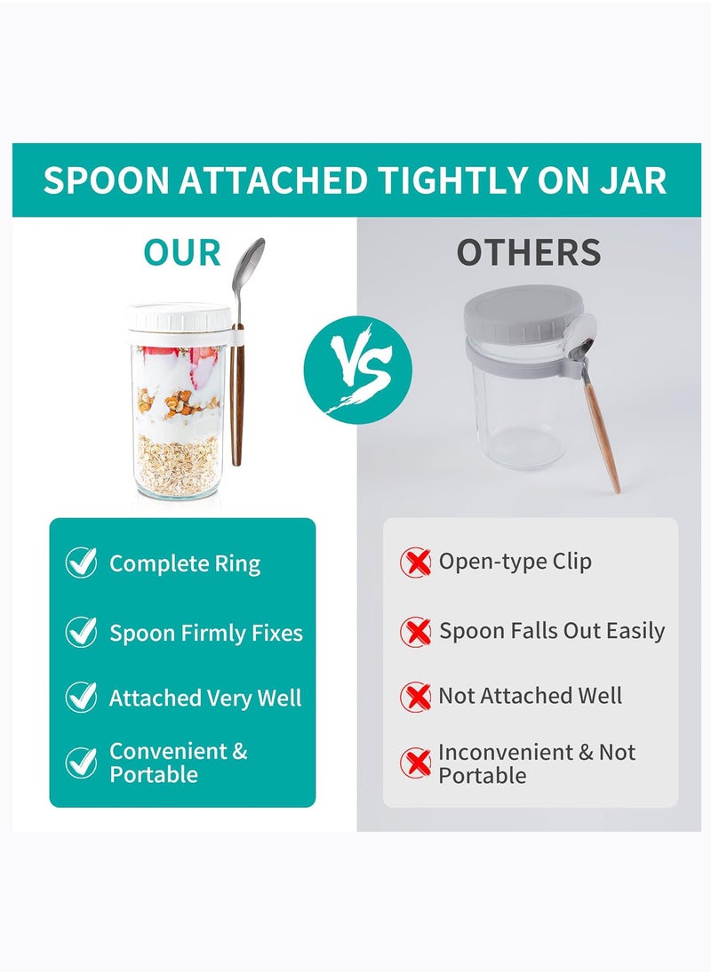 Arabest - Overnight Oats Containers with lids and Spoons: 24 Oz Jars for Overnight Oats - 2 Pack Glass Food Storage Containers for Oatmeal - Meal Prep Container/Canning Jars/Food Jars & Canisters - Image 1