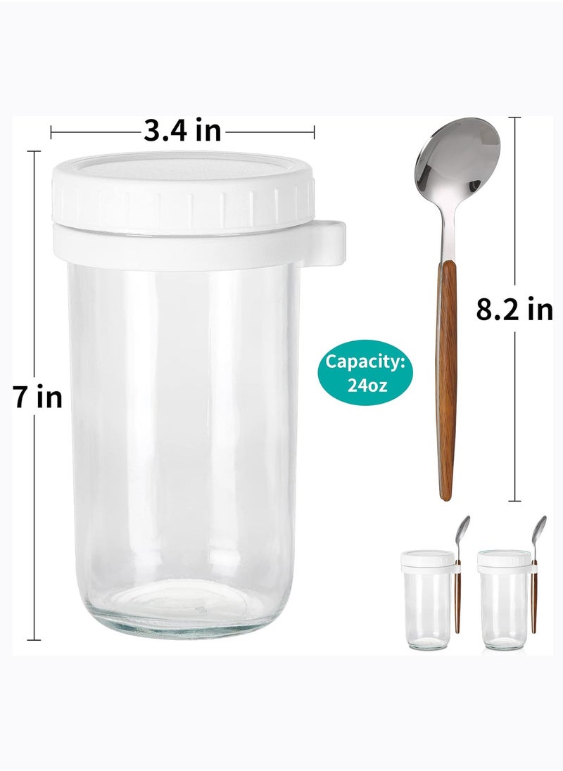 Arabest - Overnight Oats Containers with lids and Spoons: 24 Oz Jars for Overnight Oats - 2 Pack Glass Food Storage Containers for Oatmeal - Meal Prep Container/Canning Jars/Food Jars & Canisters - Image 1