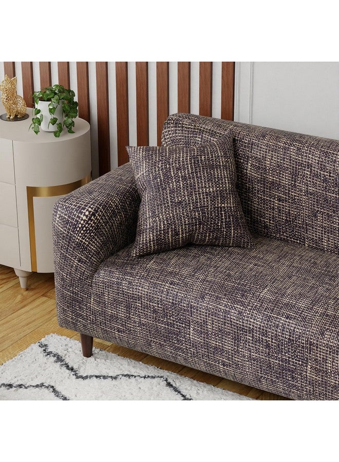 لوكزر طقم غطاء أريكة عالمي مكون من 5 مقاعد، غطاء أريكة مطاطي غير قابل للانزلاق من البوليستر (تصميم 3+1+1 مقعد/بطانة بنية) Sc-024-05 - Image 4