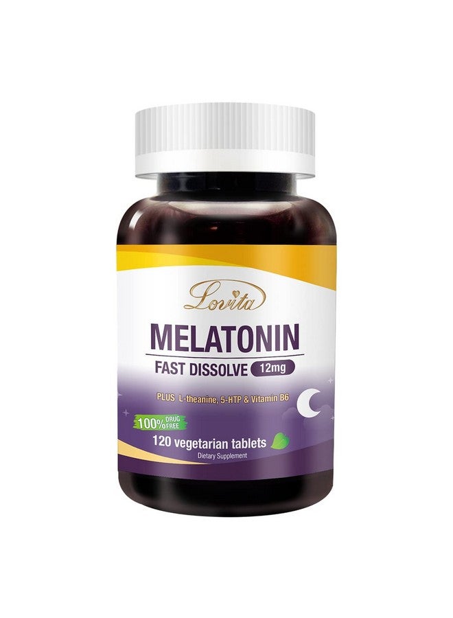 Lovita Lovita Melatonin 12 mg Fast Dissolve Tablets, Exclusive Formula with Vitamin B6, L-Theanine and 5-HTP 120 Tablets  - Image 1
