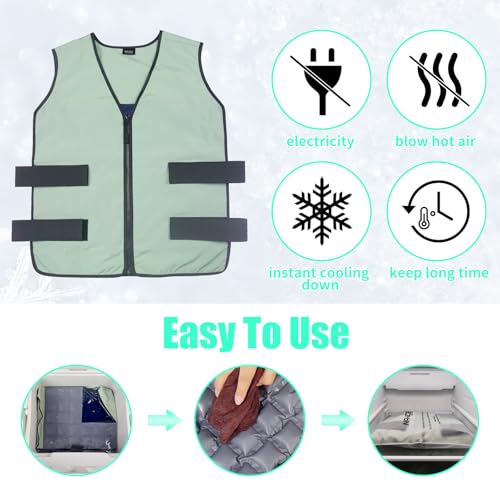 Mrice MR.ICE Cooling Vest - Ice Vest for Men & Women - Adjustable Cycling Vest for Motorcycle, Workers, Sports, Outdoor, Heat Relief (Cool Jacket & 84 Ice Cells（Pea Green）) - Image 5
