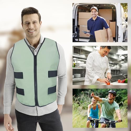 Mrice MR.ICE Cooling Vest - Ice Vest for Men & Women - Adjustable Cycling Vest for Motorcycle, Workers, Sports, Outdoor, Heat Relief (Cool Jacket & 84 Ice Cells（Pea Green）) - Image 3