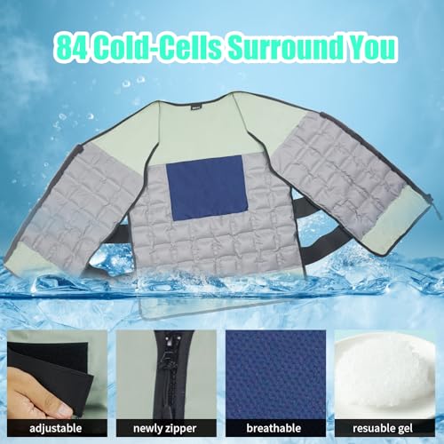 Mrice MR.ICE Cooling Vest - Ice Vest for Men & Women - Adjustable Cycling Vest for Motorcycle, Workers, Sports, Outdoor, Heat Relief (Cool Jacket & 84 Ice Cells（Pea Green）) - Image 2