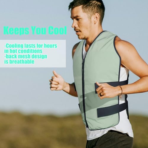 Mrice MR.ICE Cooling Vest - Ice Vest for Men & Women - Adjustable Cycling Vest for Motorcycle, Workers, Sports, Outdoor, Heat Relief (Cool Jacket & 84 Ice Cells（Pea Green）) - Image 4
