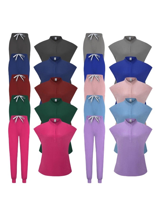 Loquat Womens Medical Scrubs Set Medical Uniform Set Black - Image 3