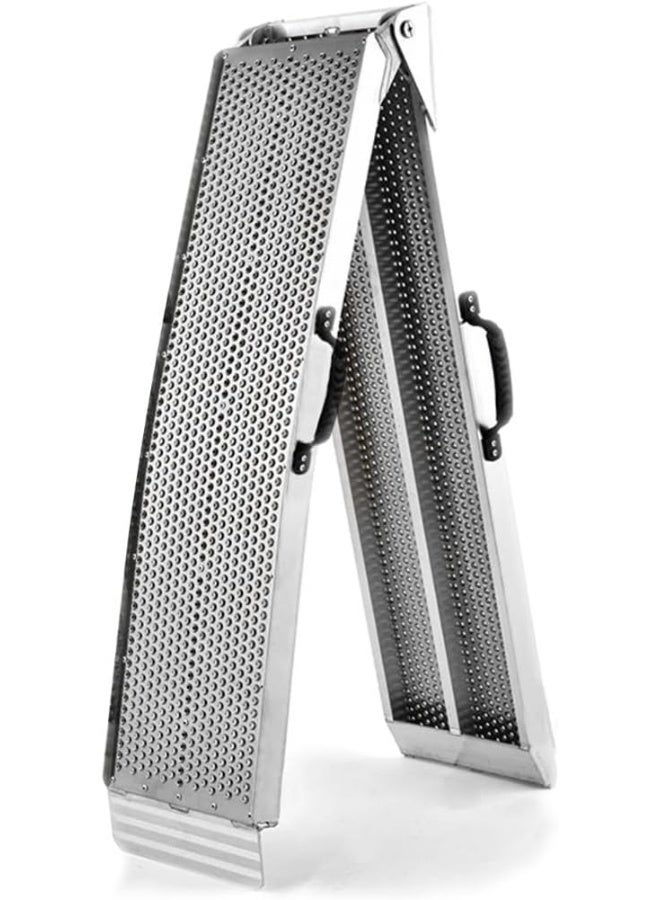 Ebiker 1 PC Aluminum Bi-Fold Motorcycle Ramp with Steps, 750 lb. Ramp Capacity, 400 lb. Step Capacity, 6'10"L x 32.5" W, Single Person Loading, Lightweight - Image 1