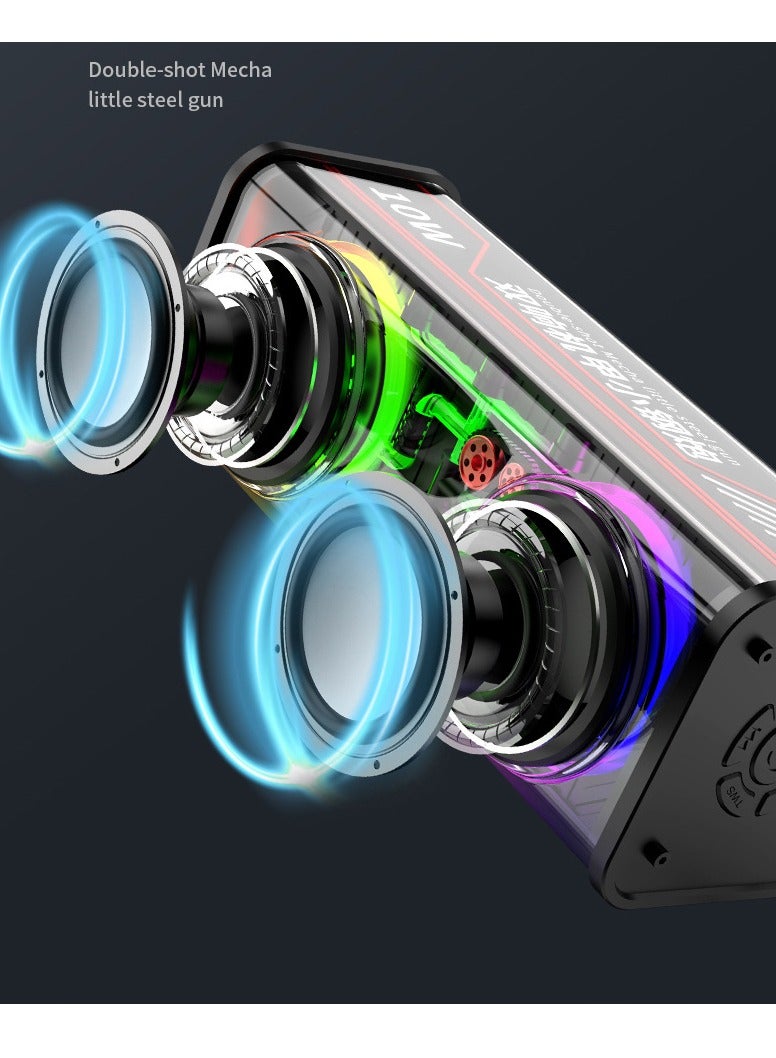 Creative Mini Bluetooth Speaker Double Speakers Transparent Mecha Colorful High Power Bass Cannon 165*60*64mm  - Image 4