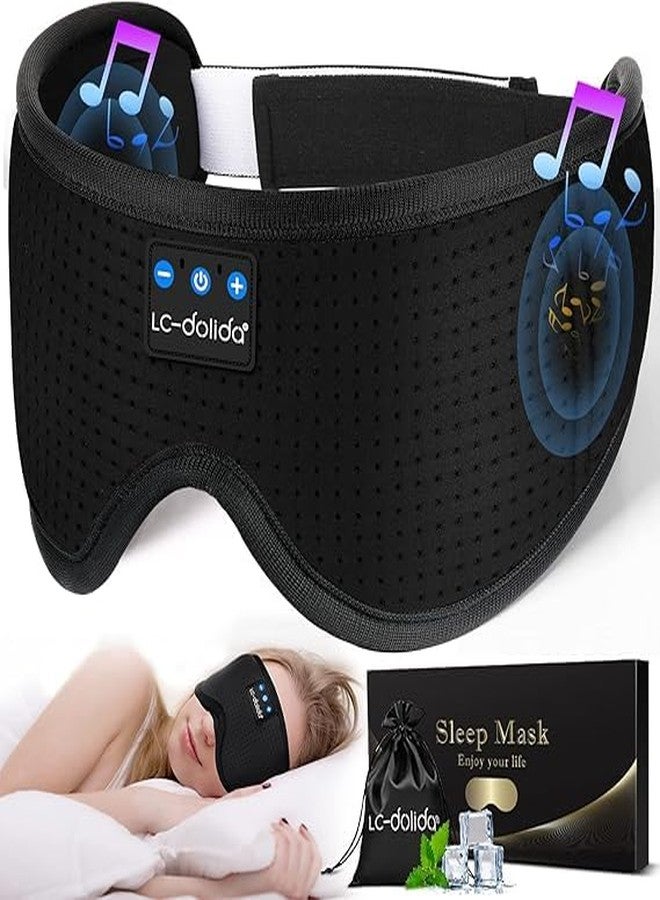 LC-dolida Sleep Mask with 5.4 Bluetooth Headphones, Silk Sleep Headphones, Total Bluetooth Eye Mask for Sleeping, Sleep Soft Mask for Women Men, All Night Sleep, Travel(Ink) - Image 1