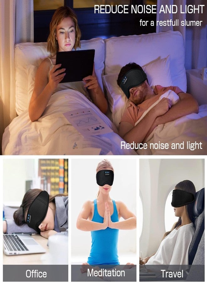 LC-dolida Sleep Mask with 5.4 Bluetooth Headphones, Silk Sleep Headphones, Total Bluetooth Eye Mask for Sleeping, Sleep Soft Mask for Women Men, All Night Sleep, Travel(Ink) - Image 5