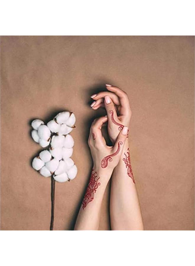 12 ورقة من ملصقات الحناء الحمراء والسوداء بتصميم Xmasir، مقاومة للماء ومثالية لحفلات زفاف النساء. - Image 5