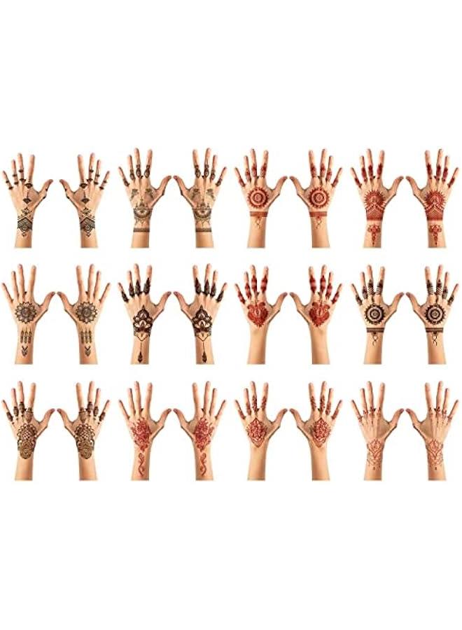 12 ورقة من ملصقات الحناء الحمراء والسوداء بتصميم Xmasir، مقاومة للماء ومثالية لحفلات زفاف النساء. - Image 4