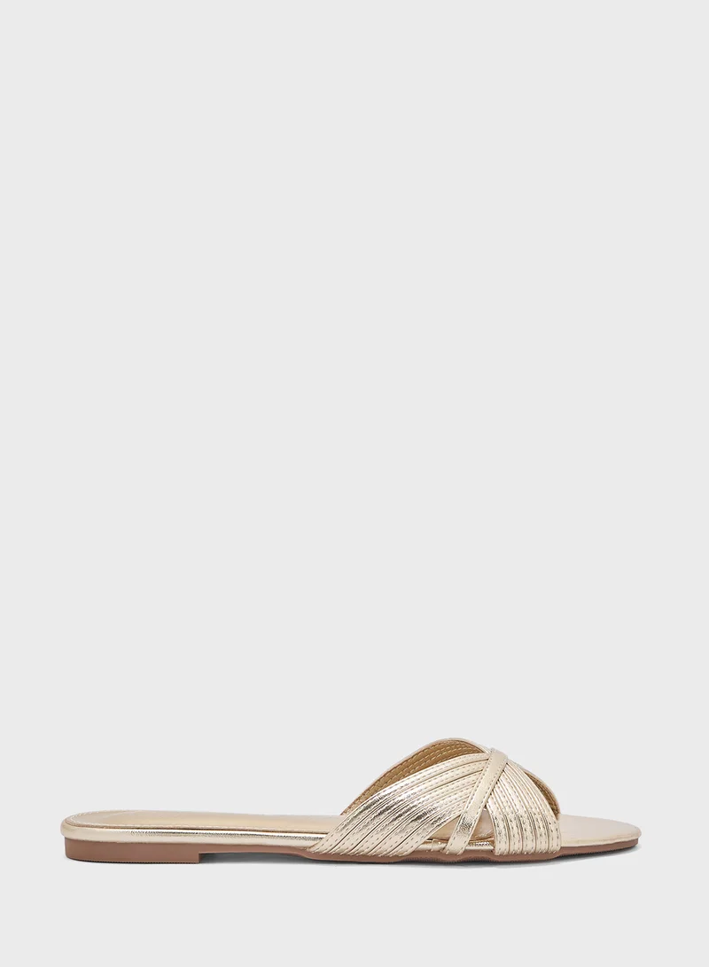 ELLA Metallic Stitch Detail Sandal