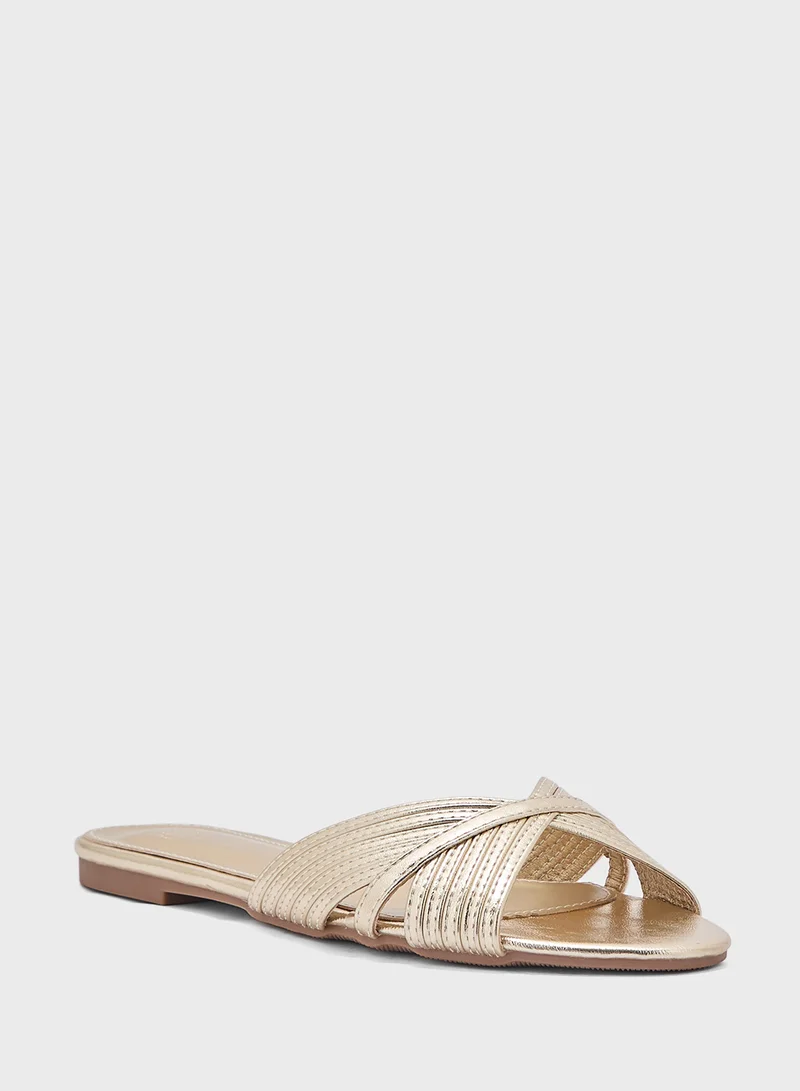 ELLA Metallic Stitch Detail Sandal