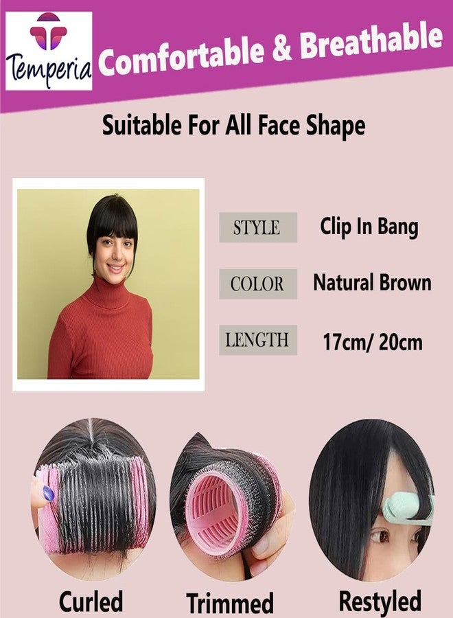 Temperia Front Fake Bangs Hair Extensions For Women - clip on Side curtain bangs fringes hair extensions - Cute Hair Accessories for Women & Girls - Natural Brown - (Pack of 1) - Image 3