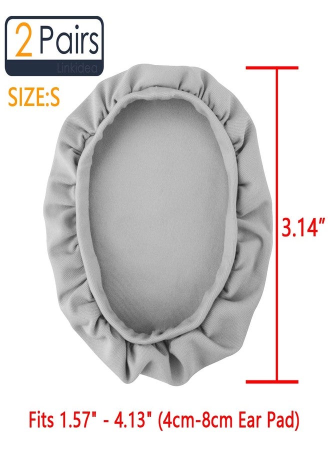 Linkidea Fabric Ear Covers, Washable, Sweatproof Protectors for Headphones, Ideal for Gym & Gaming, 2 Pairs (Size S, Light Grey) - Image 2