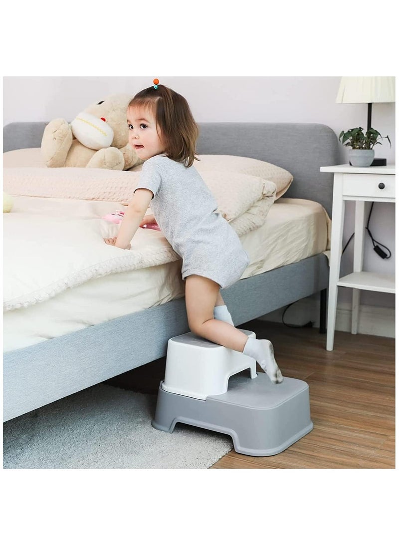 MIXDE Toddler Step Stool, 2 Step Stool with Anti-Slip Surface & Base, Kids Step Stool for Toddlers Potty Training, Kitchen, Living Room, Bedroom, Toy Room (Grey) - Image 3