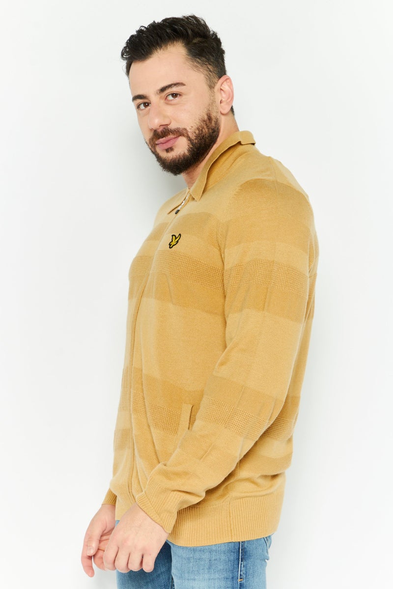 Lyle & Scott Men Spread Collar Long Sleeve Brand Logo Sweatshirt, Khaki - Image 3