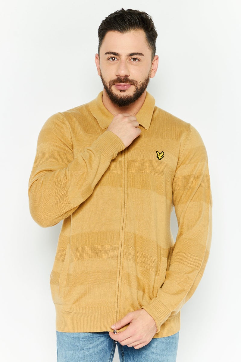 Lyle & Scott Men Spread Collar Long Sleeve Brand Logo Sweatshirt, Khaki - Image 1