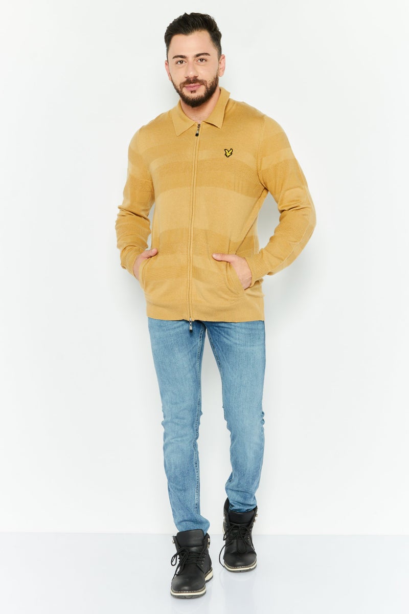 Lyle & Scott Men Spread Collar Long Sleeve Brand Logo Sweatshirt, Khaki - Image 2