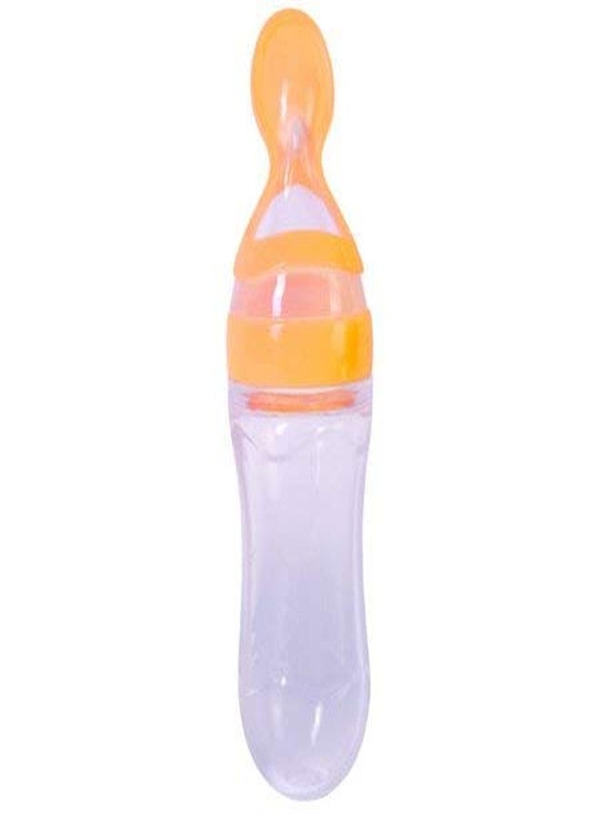 Heights Silicone Squeeze Food Feeder with Plastic Spoon (Orange) - Image 1