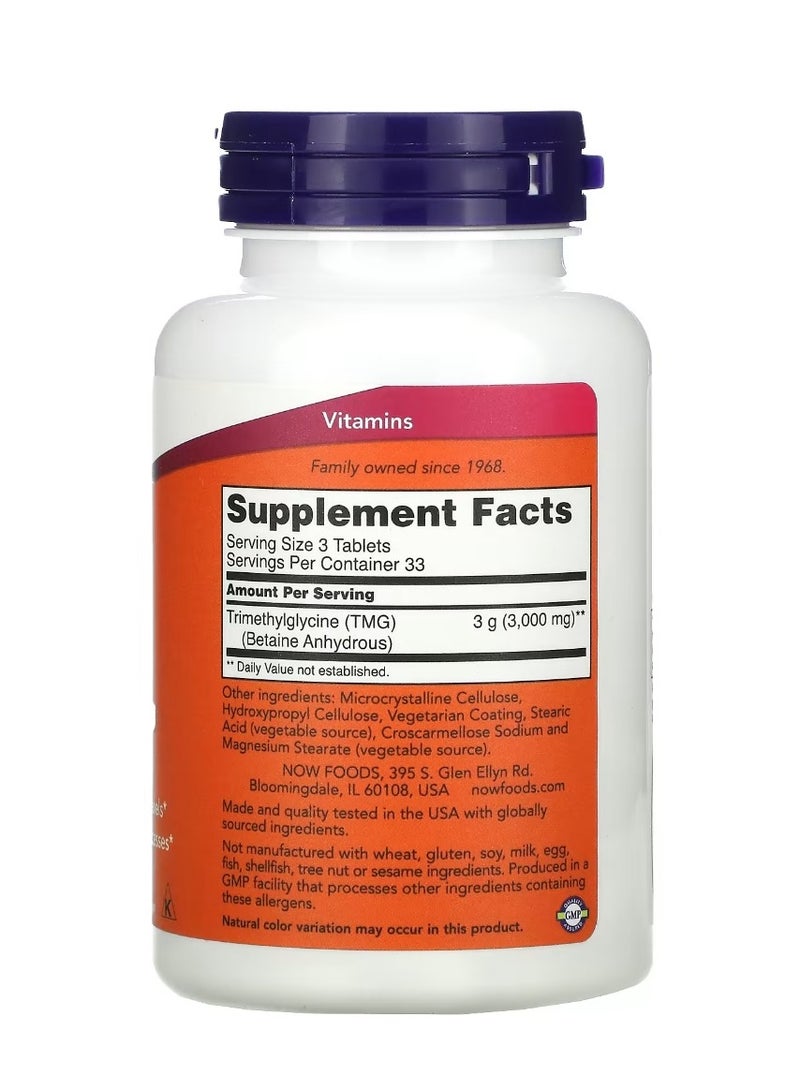 now TMG Betaine 1000 mg 100 Tablets - Image 2