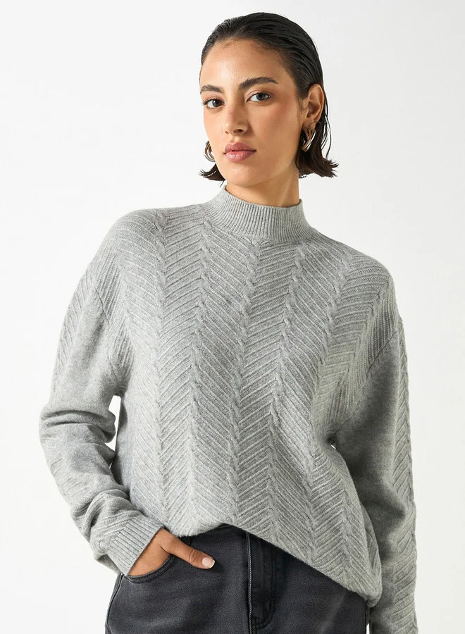 2Xtremz 2Xtremz Textured High Neck Sweater with Long Sleeves