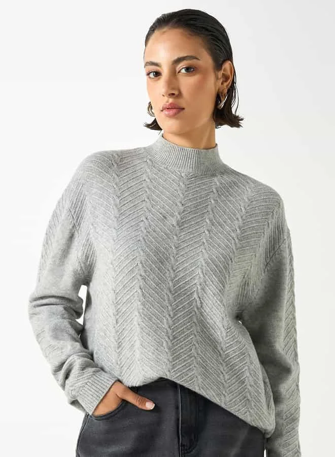 2Xtremz 2Xtremz Textured High Neck Sweater with Long Sleeves