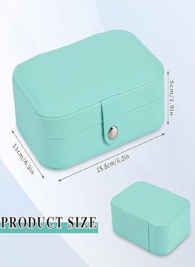 TONSYL Leather Mini Jewelry Travel Case, Small Travel Jewelry Organizer, Safety Lock Jewelry Portable Jewelry Box Travel Mini Storage Organizer Display Storage Box For Rings Earrings (Sky Blue) - Image 2