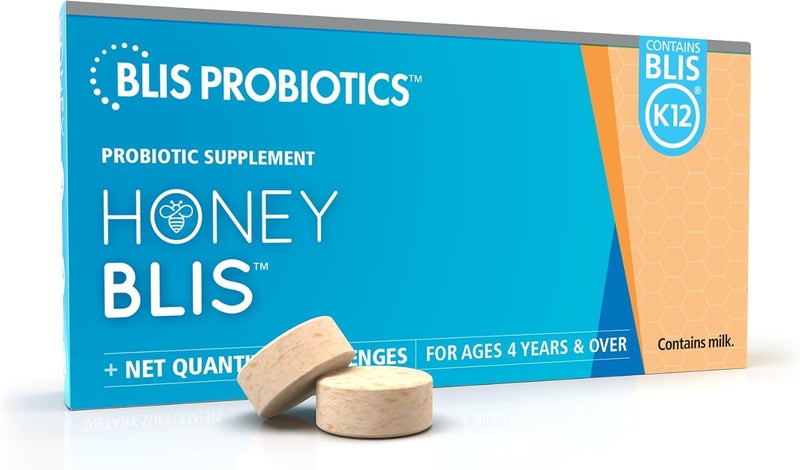 BLIS HoneyBlis Oral Probiotic Throat Lozenges with Soothing Manuka Honey K12 Probiotics (1 Billion Cfu) to Support Immunity & Soothe Sore Throats, 16 Lozenges