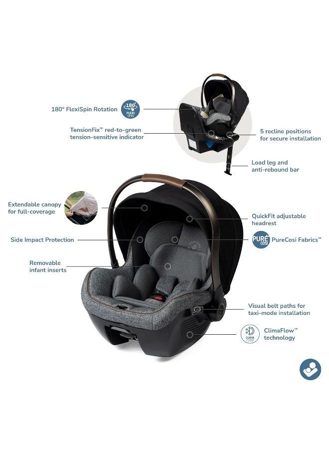 MaxiCosi Maxi-Cosi Peri™ 180 Rotating Infant Car Seat, Baby Car Seat Rotating Carseat, Swivel Car Seat, Onyx Wonder - Image 2