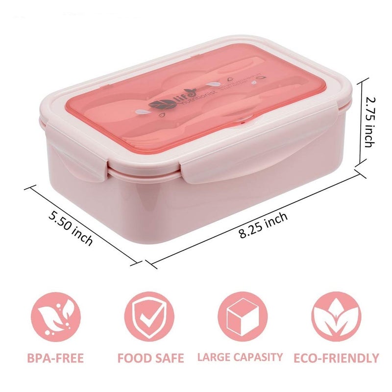 LOVINA Bento Boxes for Adults - 1100 ML Bento Lunch Box For Kids Childrens With Spoon & Fork - Durable for On-the-Go Meal, BPA-Free and Food-Safe Materials - Image 3