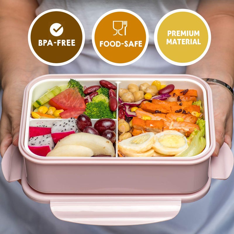 LOVINA Bento Boxes for Adults - 1100 ML Bento Lunch Box For Kids Childrens With Spoon & Fork - Durable for On-the-Go Meal, BPA-Free and Food-Safe Materials - Image 2