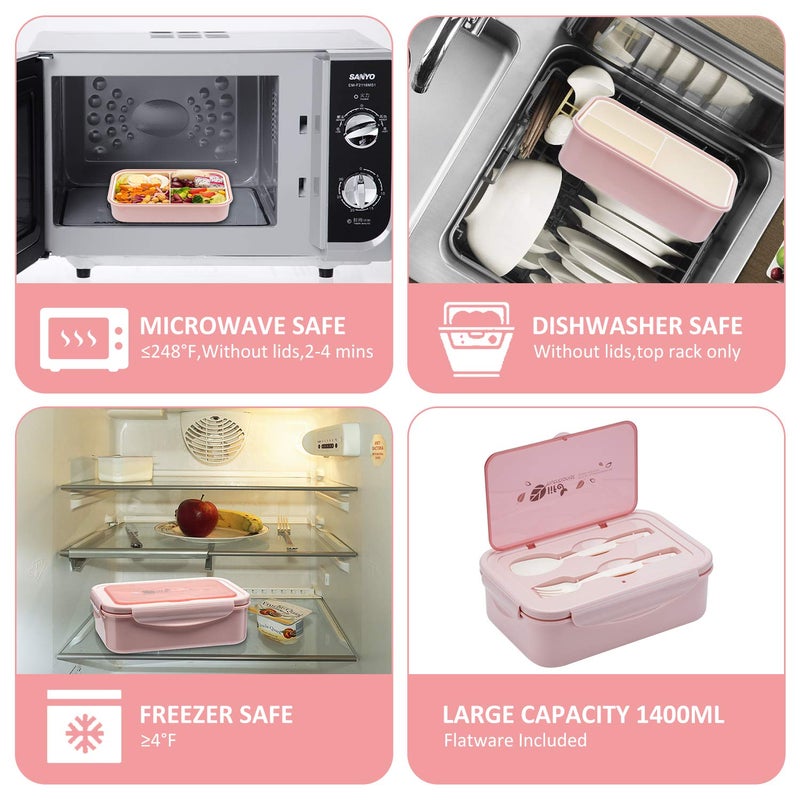LOVINA Bento Boxes for Adults - 1100 ML Bento Lunch Box For Kids Childrens With Spoon & Fork - Durable for On-the-Go Meal, BPA-Free and Food-Safe Materials - Image 4