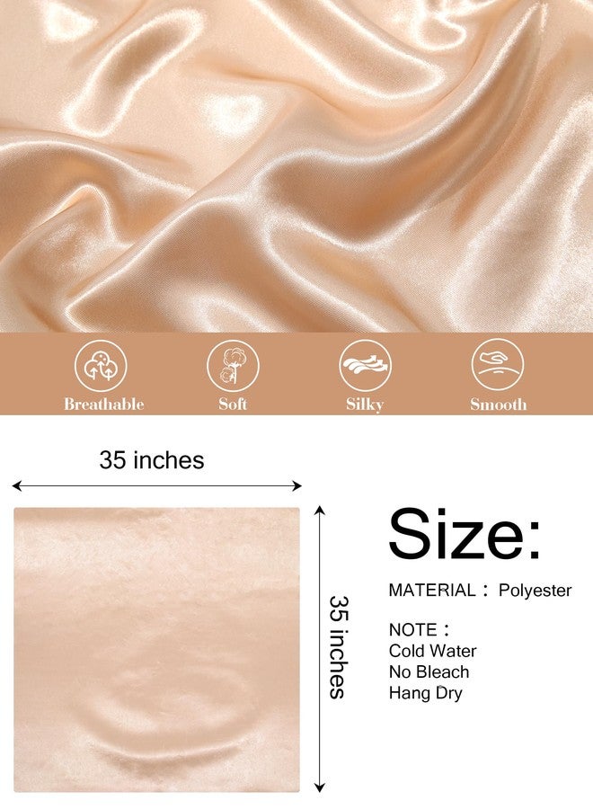 CHLINS 35” Large Head Scarf for Women Satin Head Scarf 2Pcs Square Silk Like Hair Scarf Bandanas Hair Wrapping Neck Scarf, Black+camel, One size - Image 2