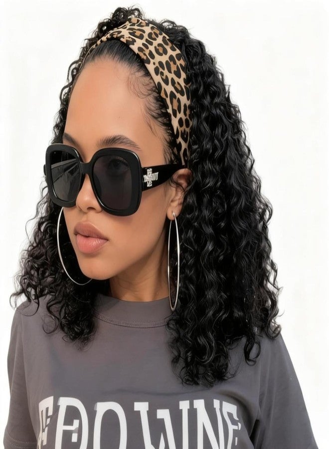 BECUS Curly Wigs Headband Wig Half Wig Wigs for Black Women Headband Hair Wear and Go Glueless Daily Wear Date Night(12" - Black) - Image 1